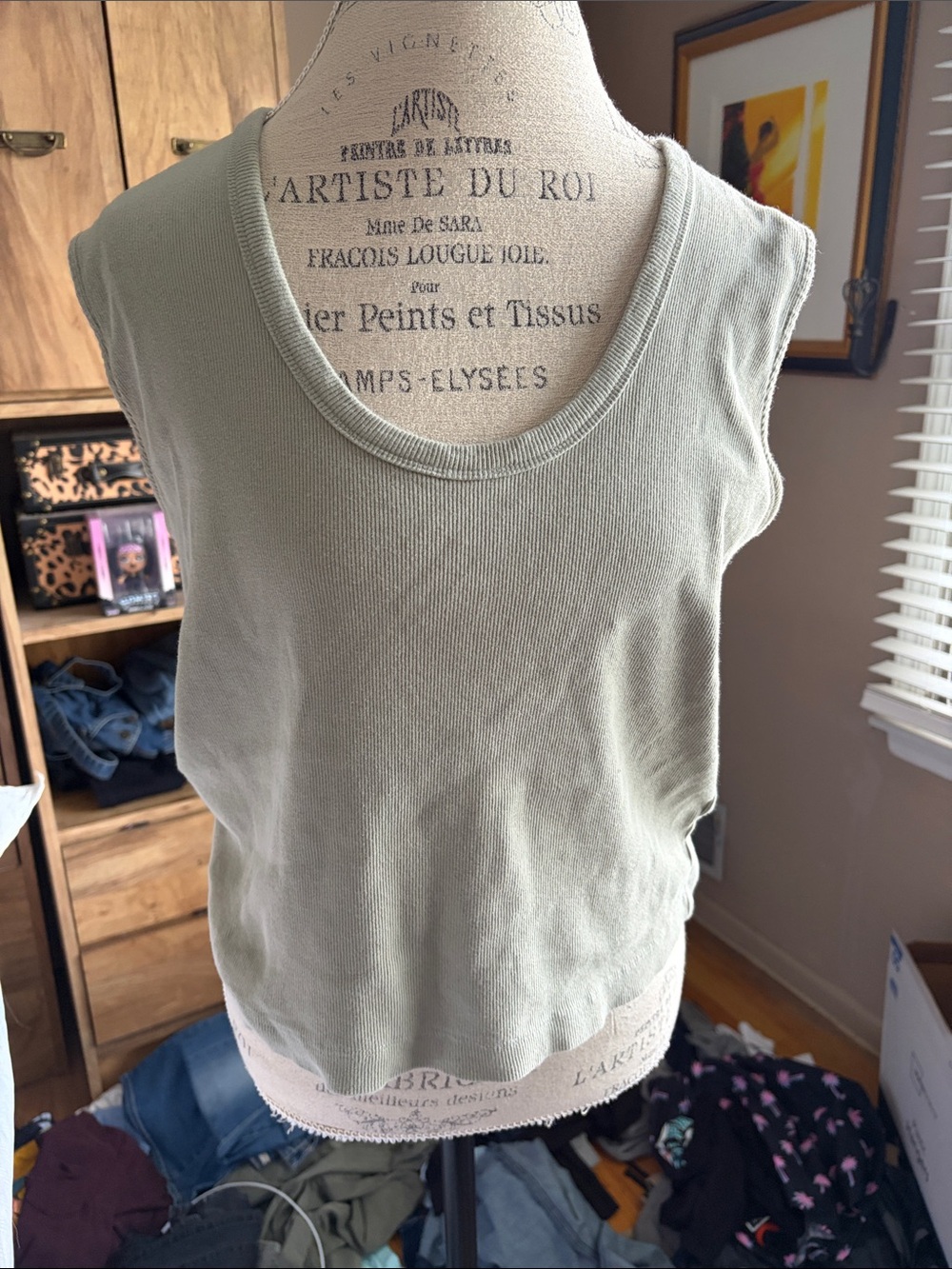 Anthropologie Sleeveless Knit Tank Top - Sage Green - XL